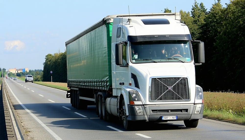 Caminhão da Logi1 em rodovia